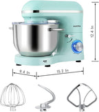 Aucma Stand Mixer,6.5-QT 660W 6-Speed Tilt-Head Food Mixer, Kitchen Electric Mixer with Dough Hook, Wire Whip & Beater (6.5QT, Blue)
