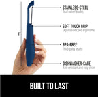 GORILLA GRIP Patented BPA-Free Sharp Stainless Steel Swivel Vegetable Peeler, Comfortable Handle Potato Peelers, Smooth Peeling, Peel Carrots Apple, Includes Blade Cover, Kitchen Tool, Blue