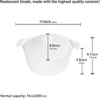 8.9" Ceramic Casserole Dish with Lids, 2.2 Quart White French Soup Tureen Bakeware Set with Handle 11 IN, Chip and Crack Resistant Baking Dish, Microwave Dishwasher Oven Fridge Safe