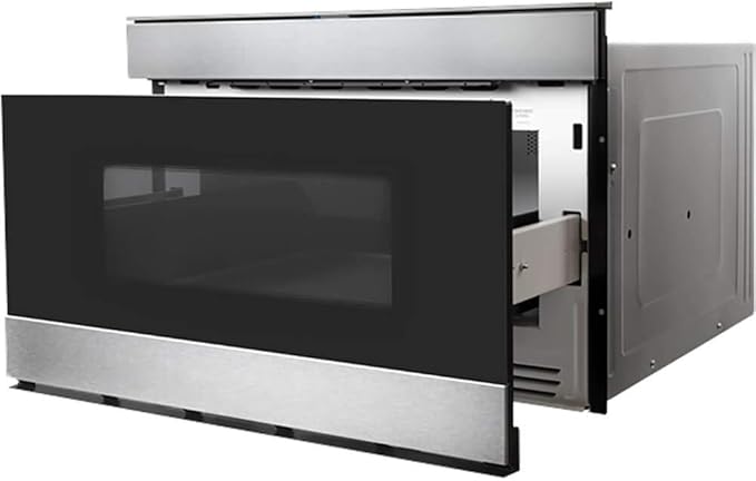 SHARP SMD2489ES Smart Microwave Drawer Oven with Easy Wave Open, 24-inch, 1.2 Cubic Feet, 950 Watt, Concealed Glass Touch Control Panel, Works with Alexa Certified, Edge to Edge Black Glass, Stainless