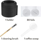 Easy-Seal Coffee Capsule Refill Kit for Nespresso Vertuoline with a Brush, Scoop, Reusable Capsule Holder, and 80 Premium Foil Seals