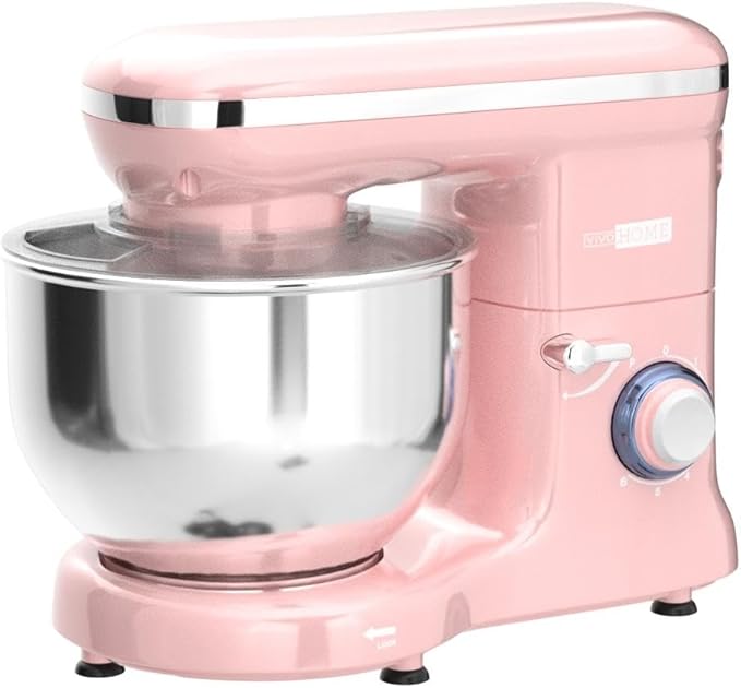 VIVOHOME Stand Mixer, 660W 10 Speed 6 Quart Tilt-Head Kitchen Electric Food Mixer with Beater, Dough Hook, Wire Whip and Egg Separator, Pink