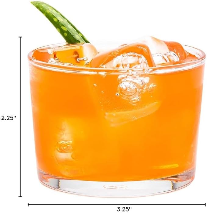 Restaurantware Sumi 7.5 Ounce Rocks Glasses Set of 12 Fine-Blown Lowball Glasses - Tempered Dishwasher-Safe Glassware Clear Glass Whiskey Glasses Serve Cocktails and Liquors For Bars or Homes