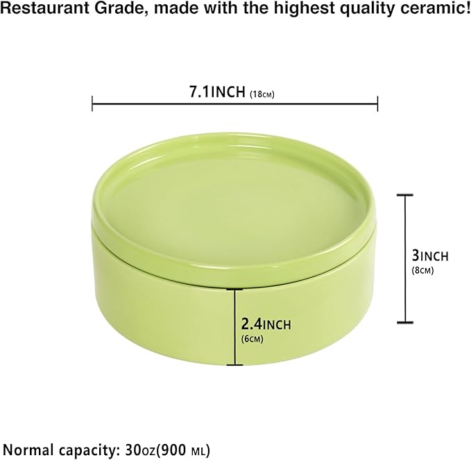 Mini Casserole Dish 23 Ounce French White Ceramic Bakeware Set with Lids, Chip and Crack Resistant Stoneware Baking Dish, Microwave, Dishwasher, Oven, Freezer and Fridge Safe (Green 7.1