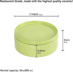 Mini Casserole Dish 23 Ounce French White Ceramic Bakeware Set with Lids, Chip and Crack Resistant Stoneware Baking Dish, Microwave, Dishwasher, Oven, Freezer and Fridge Safe (Green 7.1