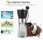 T-mark Manual Coffee Grinder, Portable Adjustable Coffee Grinder Ceramic Burr Grinder for Travel Home