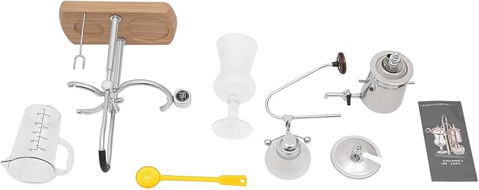 Belgian Balance Siphon Coffee Maker, Vintage Syphon Coffee Machines Vacuum Brewing System, Gold Royal Family Coffee Makers with handle for Home, Café shop (400ml/13.53oz) (Silver)