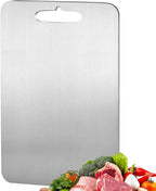 Stainless Steel Cutting Board for Kitchen, 304 Double Sided Heavy Duty Chopping Board, Food-Grade Titanium Board for Meat, Fruit, Vegetables, Baby Food, 15x11in