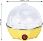 Chicken Egg Cooker Make Up to 7 Large Boiled Eggs Anti Dry Burning Automatic Power Off Egg Poacher with Heating Plate for Hard, Soft & Poached Eggs(Yellow)
