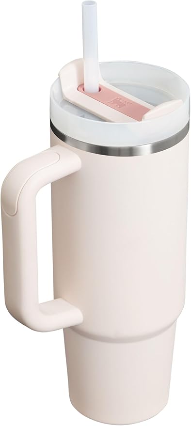 Stanley Quencher H2.0 Tumbler with Handle and Straw 30 oz | Flowstate 3-Position Lid | Cup Holder Compatible for Travel | Insulated Stainless Steel Cup | BPA-Free | Rose Quartz 2.0