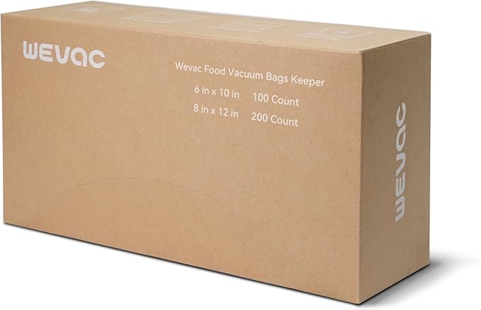 Wevac 6''x10'' and 8''x12'' 300 Count, Vacuum Sealer Bags Keeper, PreCut Bags, Ideal for Food Saver, BPA Free, Commercial Grade, Great for Storage, Meal prep and Sous Vide