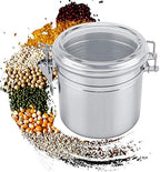 Stainless Steel Airtight Canister for Kitchen, Large Flour Coffee Bean Tea Cereal Sugar Cookie Metal Food Storage Canisters with Clear Lid and Sturdy Locking Clamp,tea tin co