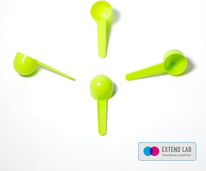 5g Plastic Measuring Spoons (10ml) – Pack of 5 mini Scoops for Protein Poweder, Creatine, Coffee, Lab, Baking, Laundry, Canisters, Dry Goods – 1 Teaspoon Measuring Spoons (tsp), Green