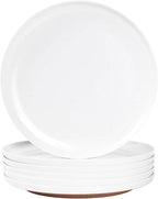 Webbylee Melamine Dessert Plates Set of 6-7.56" Serving Durable Dishes Perfect for Kitchen Outdoor Use,Durable Small Plates for Salad-White & Brown