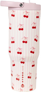 HydroJug Sport - Stainless Steel Tumbler with Straw, Vacuum Insulated, 32oz Leakproof Water Bottle, Ergonomic Design, Reusable, Dishwasher Safe, Rubber Base, Durable for Gym or Outdoors, Sweet Cherry