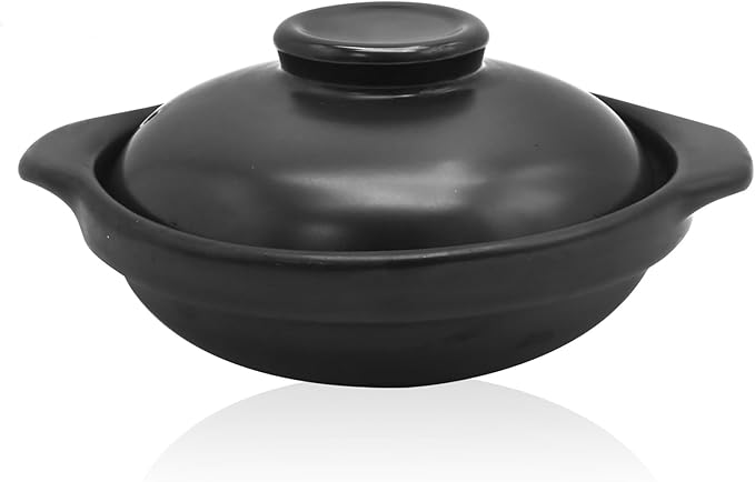 Ceramic Cooking Pot Clay Pots for Cooking with Lid Heat-resistant 20 oz Kitchen Clay Cooking Pot Cookware Casserole for Cooking Meat Soup Rice
