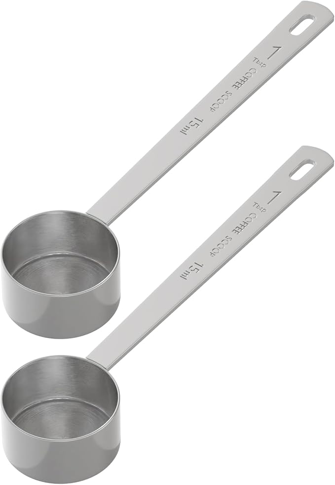 2PCS 1 Tablespoon Coffee Scoop, Long Handle Measuring Spoon, One tbsp (15ml) Stainless Steel Scooper
