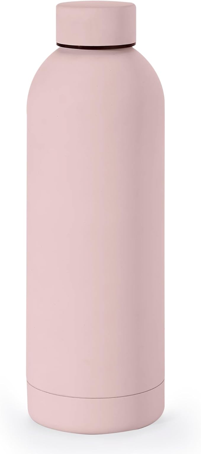 NOBL Stainless Steel Water Bottle,17 oz, 500 ml, Double Wall Vacuum Insulation, Sealed Bottle Keeps Drinks Cold 24 Hrs & Hot 12 Hrs, Leak Proof, Fits Noble Carry-On Cup Holder - Pink