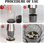 Stainless Steel Garlic Press Mincer with Comfortable Grip, Built-in Spring, 6.3 Inch Height, Clear Collection Cup