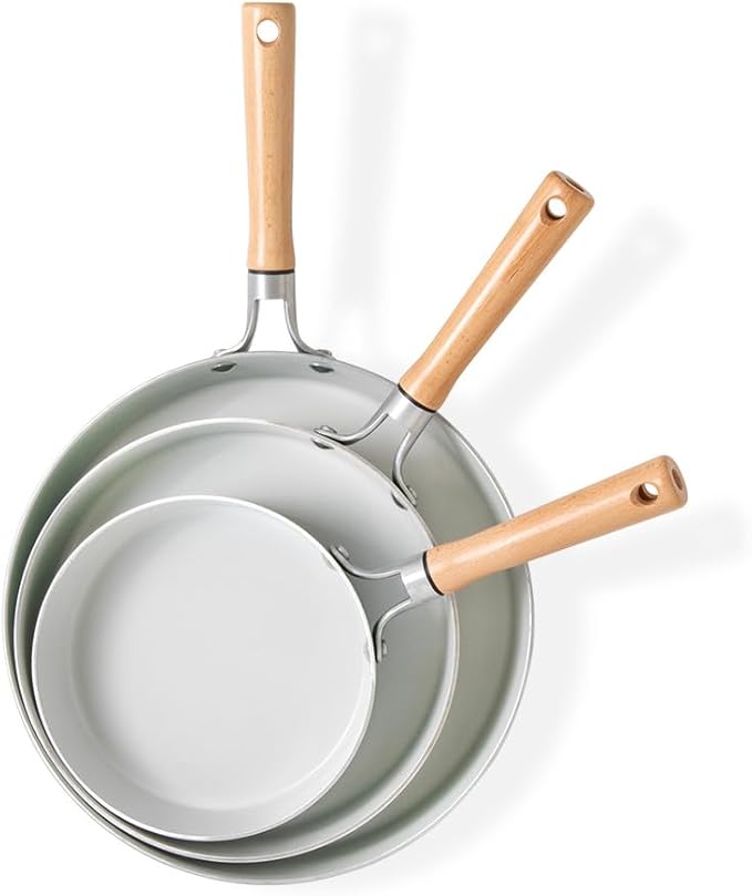 Nordic Ware Cardamom Ceramic Nonstick 3 Piece Fry Pan Set - Includes 8 Inch, 10 Inch and 12 Inch