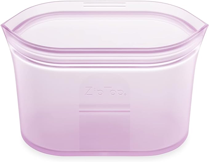 Zip Top Reusable Food Storage Bags | Small Dish [Lavender] | Silicone Meal Prep Container | Microwave, Dishwasher and Freezer Safe | Made in the USA