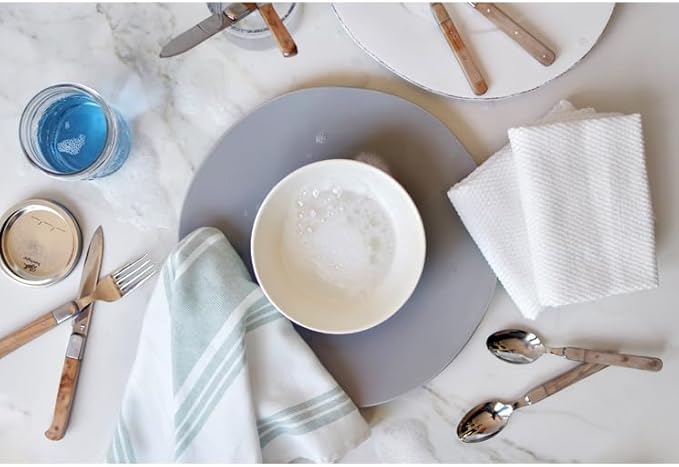 All-Clad Dual-Purpose Kitchen Towels: Highly Absorbent, Super Soft Long Lasting - 100% Cotton, 17"x30" Dish Towels for Cleaning & Drying Dishes, Pans, Glassware, or Countertops, (3-Pack), Rainfall