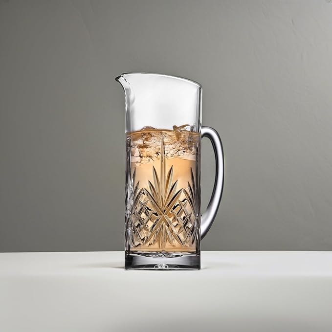 Godinger Beverage Pitcher Carafe, Cocktail Pitcher, Water Pitcher, Bar Mixing Pitcher Glass - Dublin Collection, 34oz