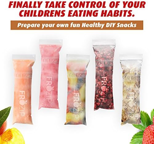 SMALL SIZE Frozip 125 Disposable Ice Popsicle Mold Bags| BPA Free Freezer Tubes With Zip Seals | For Healthy Snacks, Yogurt Sticks, Juice & Fruit Smoothies, Ice Candy Pops| Comes With A Funnel (5x2")