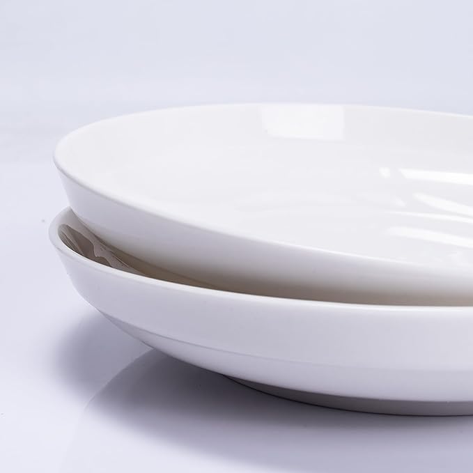 Set of 6 Dinner Plates 8 Inch, White Porcelain Plates, Microwave Oven Dishwasher Safe Scratch Resistant