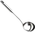 Soup Spoon Ladle,304 Stainless Steel Cooking Spoon Kitchen Tool For Wok With Hollow Handle, Silver/13.9Inch