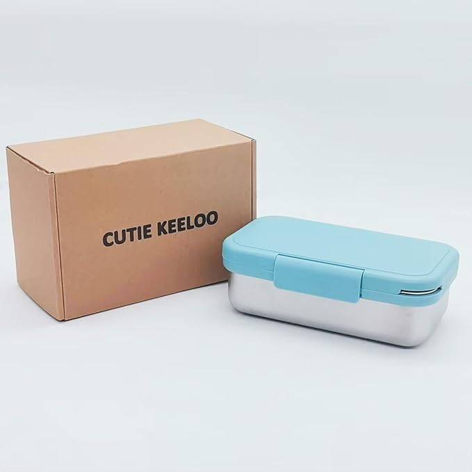 Stainless Steel Bento Box for Adults - Leakproof Microwave Safe Lunch Box for Work, Meal Prep and On the Go with Utensils & Bag (Blue)