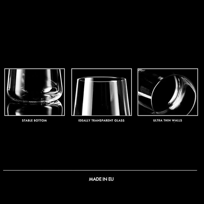 KROSNO Water Juice Drinking Glasses, Set of 6, 12.9 oz, Avant-Garde Collection, Crystal Glass, Lightweight Everyday Drinking Glasses, Multi-Purpose, Dishwasher Safe, Made in Europe