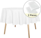 sancua 2 Pack Round Tablecloth 70 Inch White, Stain and Wrinkle Resistant Table Cloth - Washable Polyester Table Cover for Dining Tables, Buffet Parties and Camping