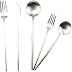 Gugrida 20-Piece 18/10 Stainless Steel Flatware Silverware, Luxury Dinnerware Set Travel Cutlery Tableware Include Knife Fork Spoon Service for 4,Healthy & Eco-Friendly Dishwasher Safe (Silver Matte)