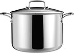 8 Quart Stainless Steel Stock Pot With Lid, 5 Ply Stainless Clad Cookware, Induction Compatible