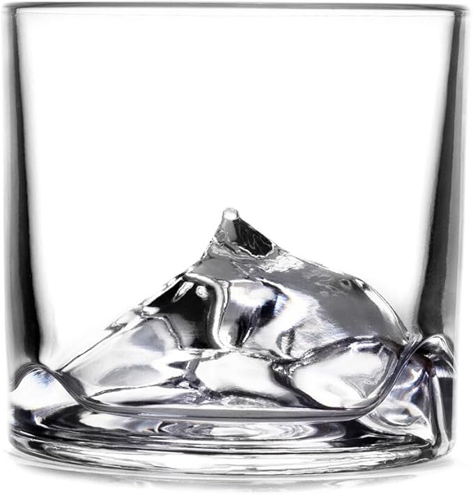 LIITON Mount Everest Heavy Crystal Whiskey Glasses Gift Set of 4, Thick Freezable Bourbon Glass 1lb Each, Premium Whiskey Gifts for Men, Frozen Crystal Chills Cocktails, 10 oz