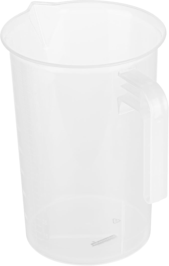 Restaurantware Measuring Cups 4 Quarts Pack of 10 Conical Spout Liquid Measuring Cups Embossed Ml and Oz Graduations, Clear Plastic Scaling Vessel with Handle, For Cooking, Baking, For Oil, Flour