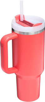 Stanley Quencher H2.0 Tumbler with Handle and Straw 40 oz | Flowstate 3-Position Lid | Cup Holder Compatible for Travel | Insulated Stainless Steel Cup | BPA-Free | Hot Coral