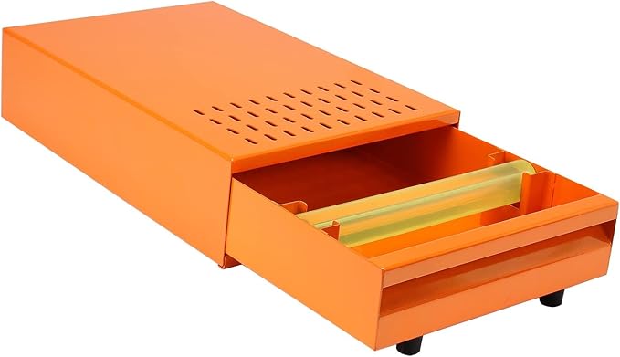 Large Size Espresso Coffee Knock Box Drawer, Stainless Steel Pull-Out Style Coffee Grounds Powder Container Bin for Cafes Restaurant Home Bar, 14.96 x 10.03 x 3.93 inch (Orange)