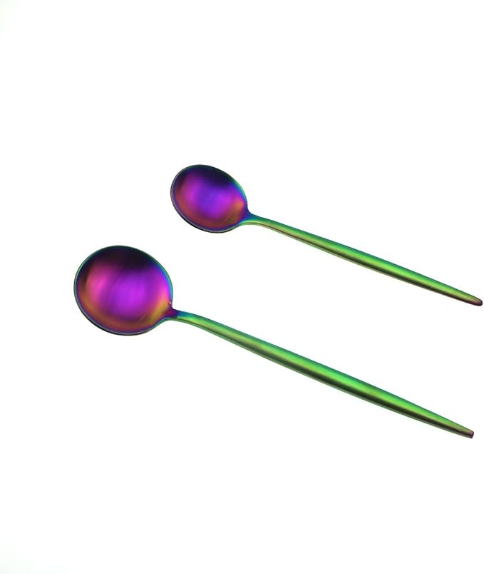 JASHII 18/10 Stainless Steel 20-Piece Matte Rainbow Colorful Flatware Set,Dinner Knife Fork Salad Fork Dessert Spoon, Service for 4, Luxury Silverware Cutlery Utensil Sets