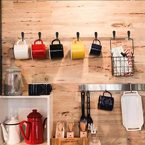 25 Pcs Black Wall Mounted Coat Hooks, Hanger Hook with 50 Pieces Screws for Hanging Hat, Towel, Key, Robe, Coats, Scarf, Bag, Cap, Coffee Cup, Mugs