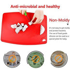 Extra Large Thick Silicone Cutting Boards for Kitchen 14.6'' x 10.43'' Flexible Cutting Chopping Boards/Mats Non-slip Deep Drip Juice Groove, Dishwasher Safe-Red