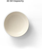 JoyJolt Mesa 30oz Stoneware Pasta Bowls Set of 4, Salad and Serving Bowl for Kitchen, Oatmeal, Soup, Dinner - Matte Linen White, Dishwasher and Microwave Safe, Wide and Shallow Plate