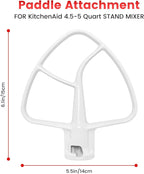 K45B Coated Flat Beater for KitchenAid 4.5-5 Qt Tilt-Head Mixer Attachments for Kitchen Aid Paddle Attachment, White