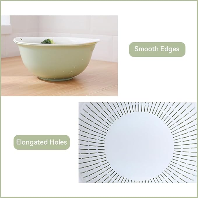 Colander Bowl Set of 2, Nesting Large Capacity Plastic Food Strainer for Pasta, Vegetables and Fruits Washing Draining Basket, Space Saving, BPA Free