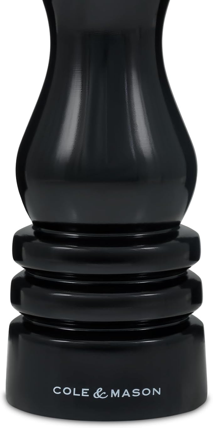 Cole & Mason London Refillable Spice Mill - Kitchen & Home Accessory - Table Salt Grinder - Salt Mill with Ceramic Mechanism - 7", Black Gloss