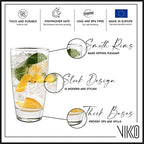 Vikko 16.4 Ounce Water Tumblers | Large All Purpose Drinking Glasses – Thick and Durable Construction – Beautiful Design – Heavy Base – Dishwasher Safe– Set of Six Tall Glass Tumblers