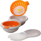 Microwave Egg Poacher,2 Cavity Eggs Poacher, Microwave egg cooker with Lid,Double Layer Microwave Boiled Eggs Maker for Egg McMuffin Hamburg Breakfast Sandwiches,Easy to cook and clean