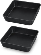 TeamFar Square Cake Pan, 6 inch Small Baking Roasting Pans with Stainless Steel Core & Nonstick Coating, for Making Cakes Brownie Lasagna, Non-toxic & Sturdy, Oven Safe & Easy to Clean – Set of 2