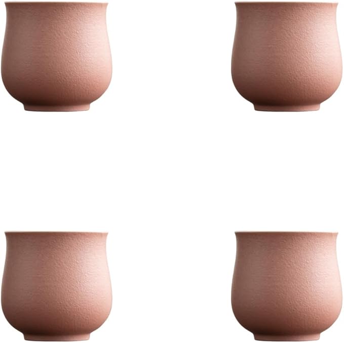 4-Oz Ceramic Espresso Cups Set - Multi-Color, Handle-Free Design for Home & Cafe | Dishwasher-Safe Stoneware Cups (pink, 4)